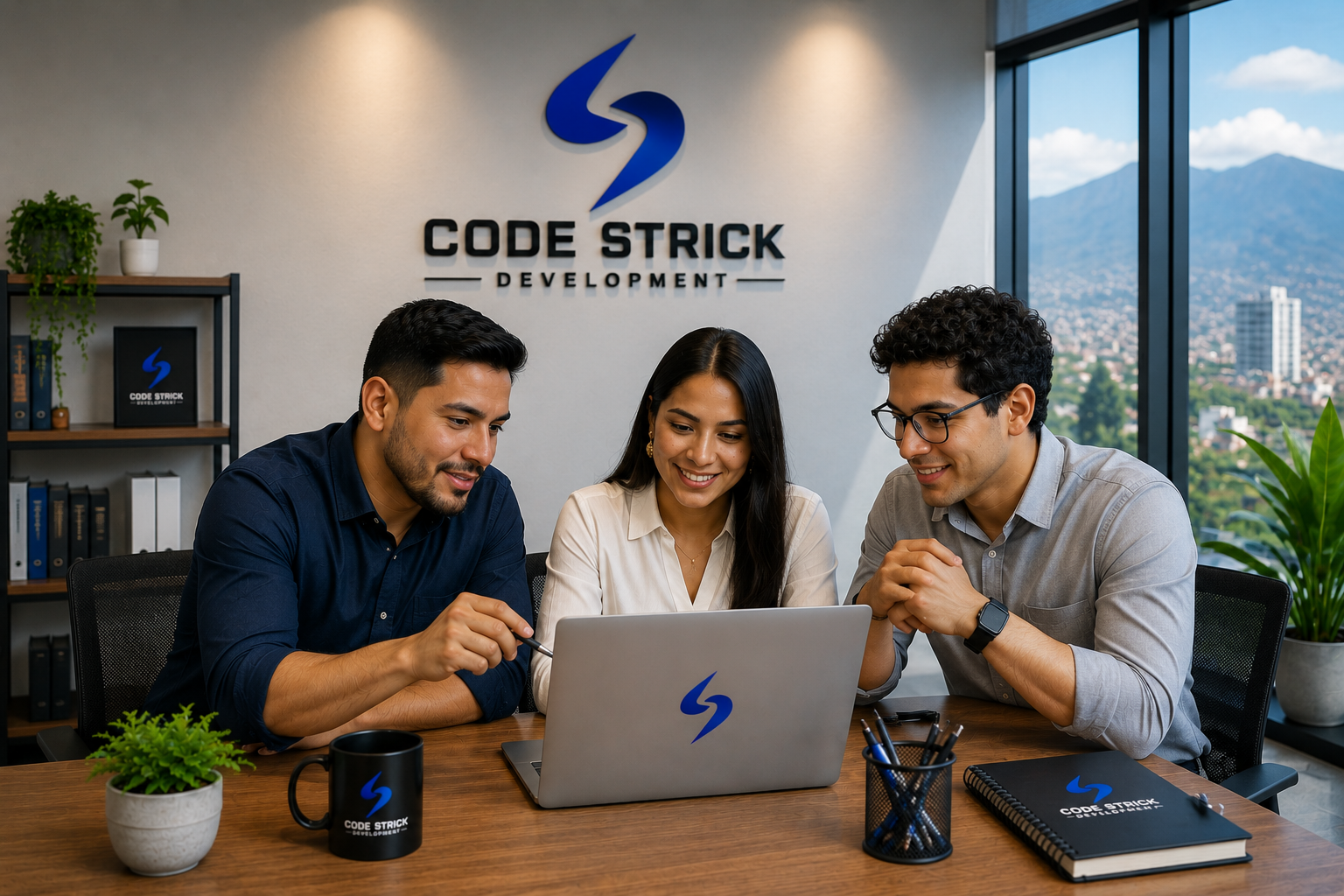 Equipo de Code Strick trabajando